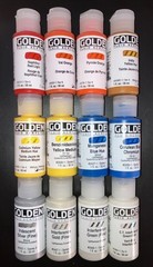 Golden Fluid Acrylics Paint 1oz Bottles 🎨 (Lot of 12) New/Sealed FREE SHIPPING!