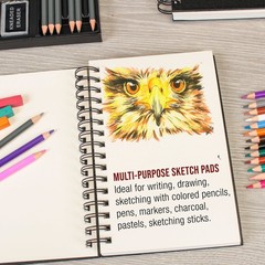 5.5″ x 8.5″ Hardbound Sketch Book, 70 Pound (110gsm), Book of 80-Sheets (2 Pads)