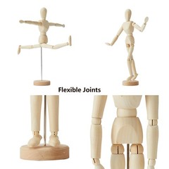 8 Inch & 12 inch Artist Wooden Manikin Flexible Body Joints, Human Figure Puppet