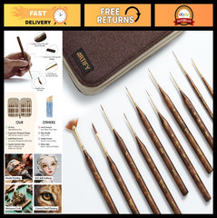 10pcs Fine Detail Paint Brushes Set – Multi-Shape Ultra Fine Art Brushes with Ba