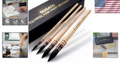 Real Squirrel Hair Brushes Set – Fine Tip Round Brushes Free USA Shipping=