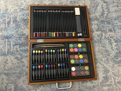 US Art Supply 82 Piece Drawing Painting Deluxe Wood Box Artist Set Mixed Media