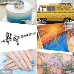 Versatile Airbrush Kit with 0.2/0.3/0.5mm Needles, Air Hose, for Model, Tatto…