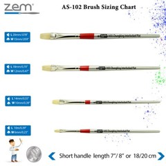 AS-102 Chungking White Hog Bristle Flats Brush Set 4 pcs