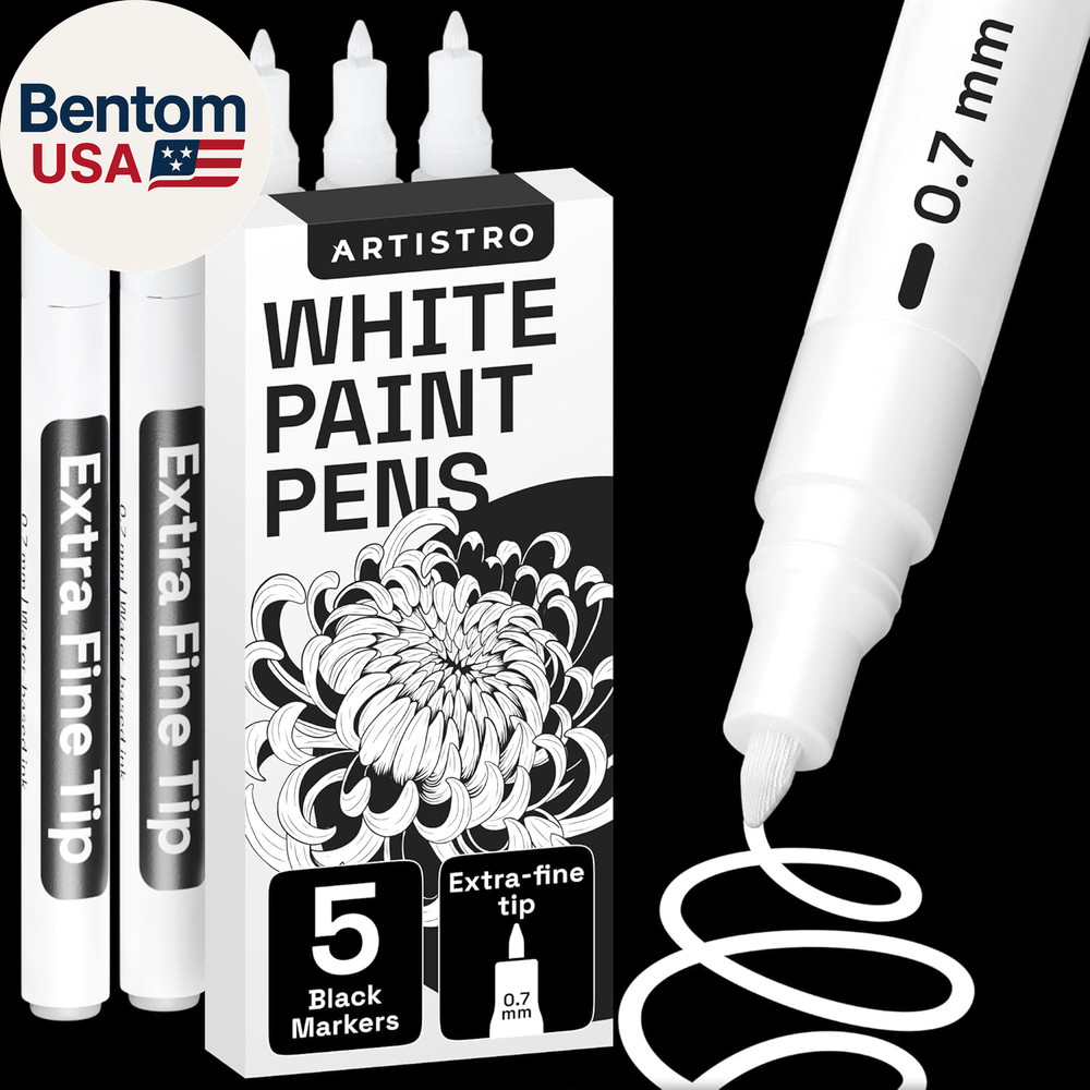 5 White Paint Pen for Glass Marking, Rock Painting, Ceramic, Wood, Tire, Fabric,
