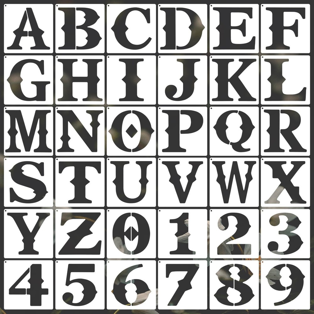 36PCS Alphabet Stencils for Painting, 6×6 Inch Reusable Letter Stencils Numbe…