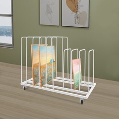 White Painting Drying Rack Art Storage Rack Display Stand w/ 4 Universal Wheels