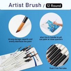 12 PCS Nylon Professional Round Paint Brushes Watercolor Acrylic Nail Art