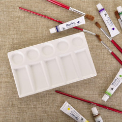 Vanenjoy 10 Wells White Rectangle Ceramic Artist Paint Palette,Porcelain Waterco