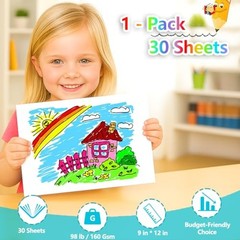 Sketch Book Mixed Media Pad – Top Spiral Bound Sketch Pad, 30 Sheets 9″ x 12″