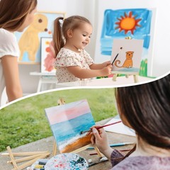 Conda 6 Pack 9 Inch Mini Wooden Display Easels, A-Shaped Mini Easel Stand for…