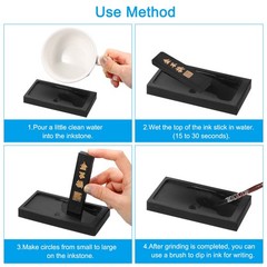 Chinese Calligraphy Inkstone with Ink Stick Round Ink Stone Tray