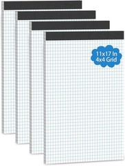 Large Graph Paper Pad 11 X 17, Grid Paper, 4X4 Graph Ruled, Blueprint Quadrille
