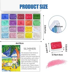 Mini Glitter Watercolor Paint Set, Solid Pearl 20 Water Color Paints for Kids..