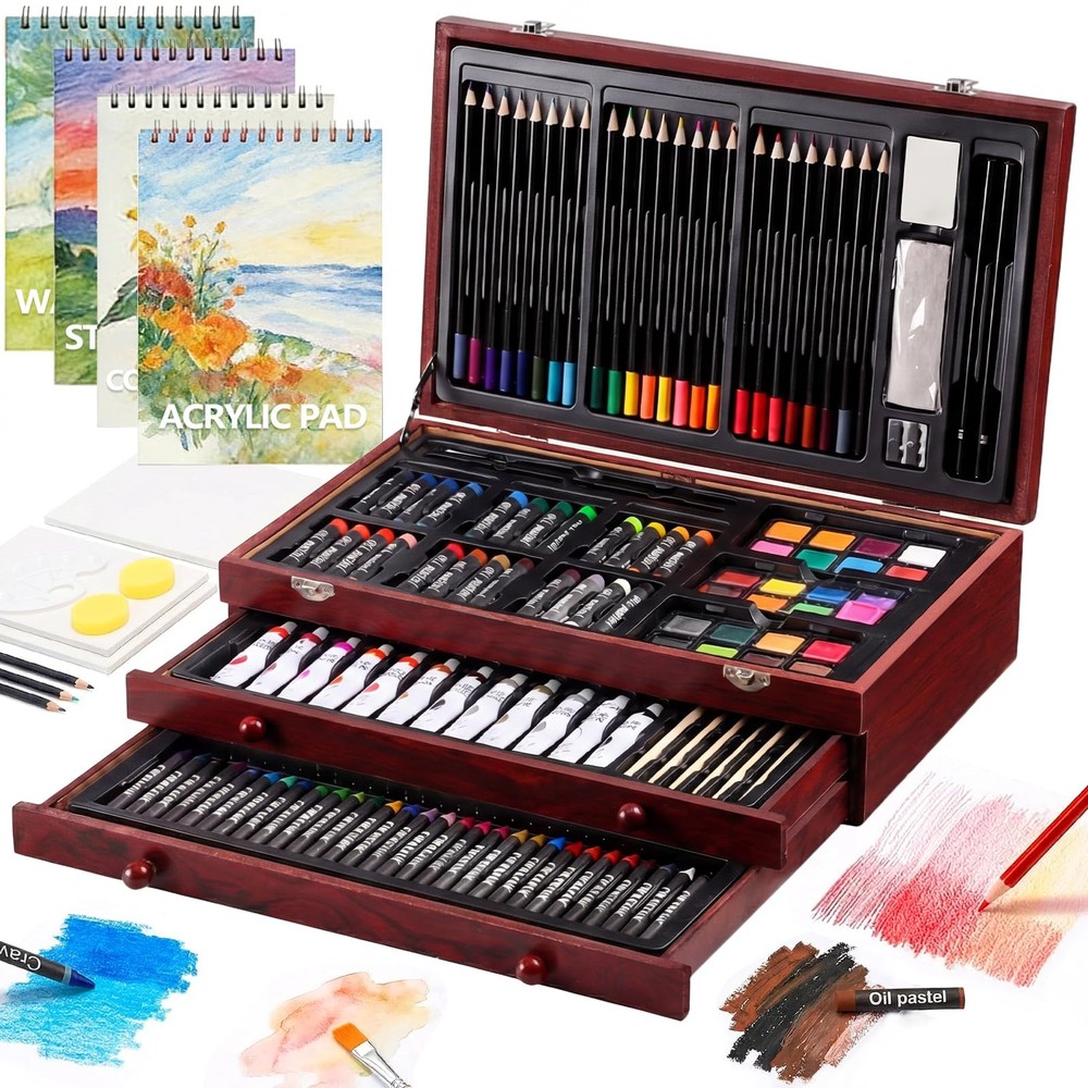 194 Piece Deluxe Art Set, Painting Drawing Art Supplies with 4 Drawing Pads, …