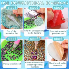 6 Pcs Ocean Diamond Art Coasters Kit 5D 4 x 4 Inch DIY Craft Set