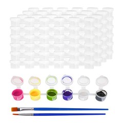 150 Empty Acrylic Paint Pots with Lids 25 Mini Paint Pot Strips – 3ml 0.1oz P…
