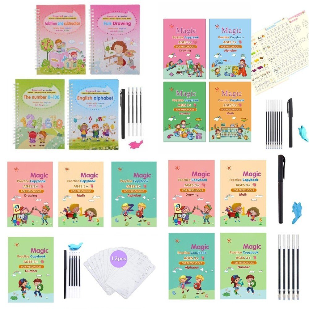 11/23Pc Magic Practice Copybook Book Set Number Writing Preschooler Reusable Pen