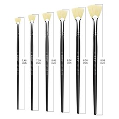 XDT#616-1 Fan Art Brush Set 6Pc #2#4#6#8#10#12 Hog Acrylic Oil Watercolor
