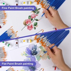 Small Paint Brushes Bulk 160 Pcs Nylon Hair Flat and Round Pointed Acrylic