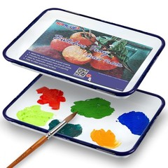 SABLUE 2 Pcs White Enamel Butcher Tray Palettes 7.5″ x 11″ Triple Coated Tray…