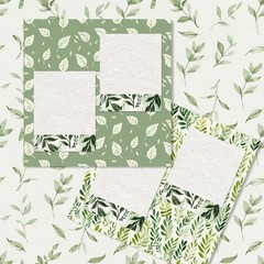 JarThenaAMCS 24 Sheets Greenery Floral Pattern Paper Double Sided Sage Green