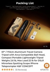Never used! Leder Easel kit with compatible K&F Concepts Travel Tripod