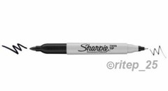 Sharpie Twin Tip Permanent Black Marker, Fine & Ultra Fine Point 2 in 1 (3 Pack)