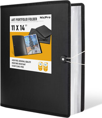 11×14 Art Portfolio Folder, 30 Pockets Display 60 Pages Art Painting Portfolio B