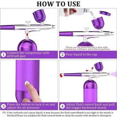 Portable Air Compressor Airbrush Kit for Painting Nail Art Tattoo and Spray Gun