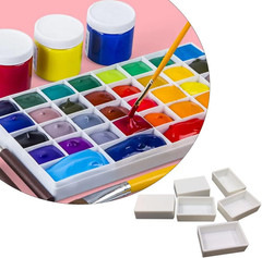 50 Pcs White Painting Full Pans Empty Watercolour Pan Palette Boxes for Kids Adu