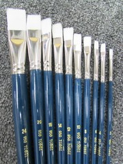 10pcs Tobgi Artist Brush Set Synthetic White Sable Hair Bright Shape Long handle