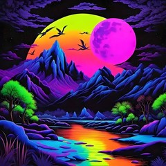 Glow-in-the-Dark Diamond Art Kits for Adults, Mountain 5D Diamond Painting for W