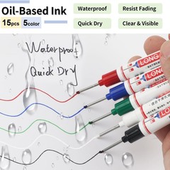 15 Pcs Long Nib Marker, 20 mm Long Head Deep Hole Marker Pens, Fine Nose Tip