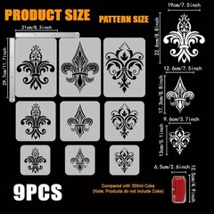 1set 9pcs PET Hollow Out Drawing Painting Stencils for Scrapbook Photo Album