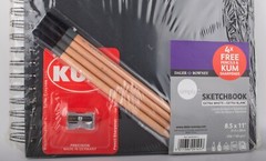 Daler Rowney Simply Sketch Book Extra White 8.5x11in 65lb w/ Pencils & Sharpener