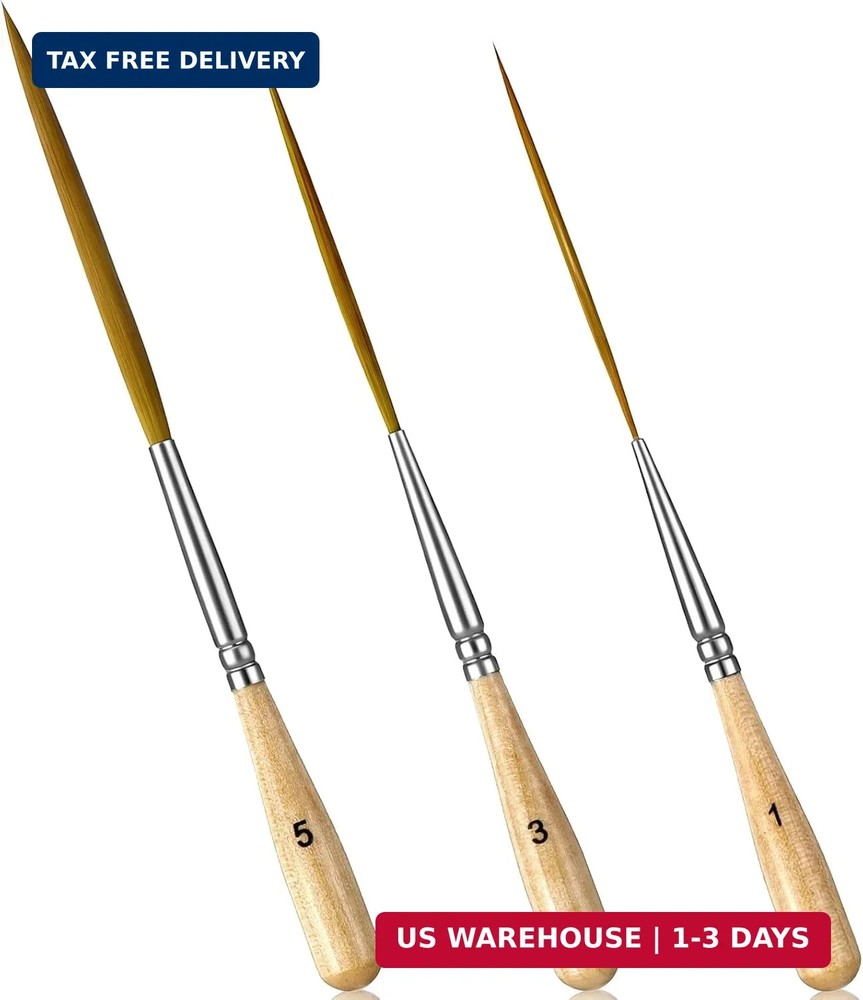 3 Pcs Rigger Liner Brushes Scroll Pinstriping Brush Extra Long Liner Brushes Fin