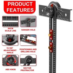 Woodworking T Square Ruler, 13.5 Inch Adjustable Angle 15-165° Measurement