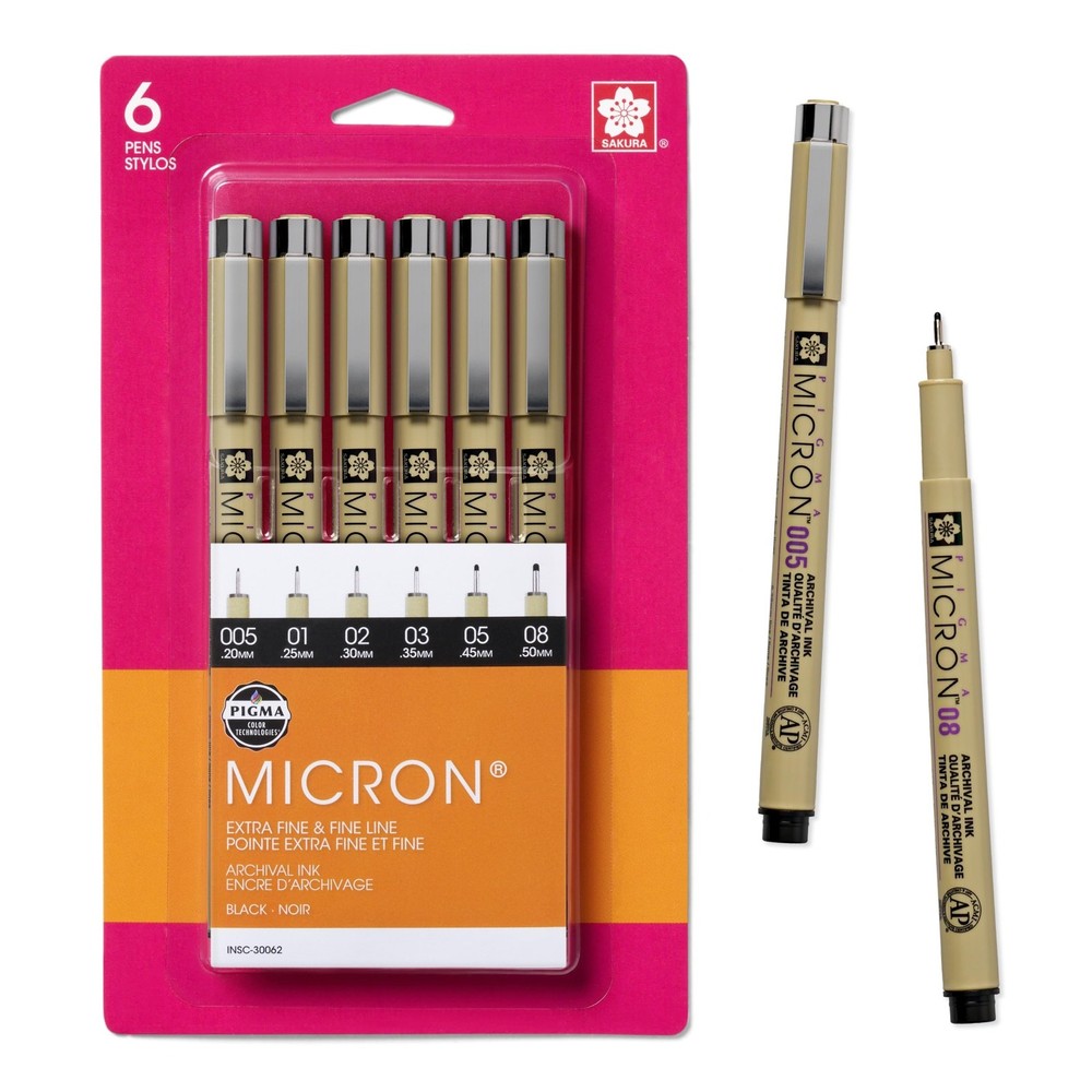 Pigma Micron Fineliner Pens Archival Black Ink Pens Pens for Writing Drawing or