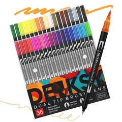 Dual Tip Watercolor Brush Markers Set Pens Fineliner Calligraphy 36 PCS