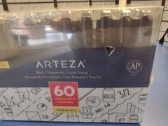 Arteza Fine Tip Permanent Markers – Set of 60 BRAND NEW!!! ( Tiny Rip On Seal)