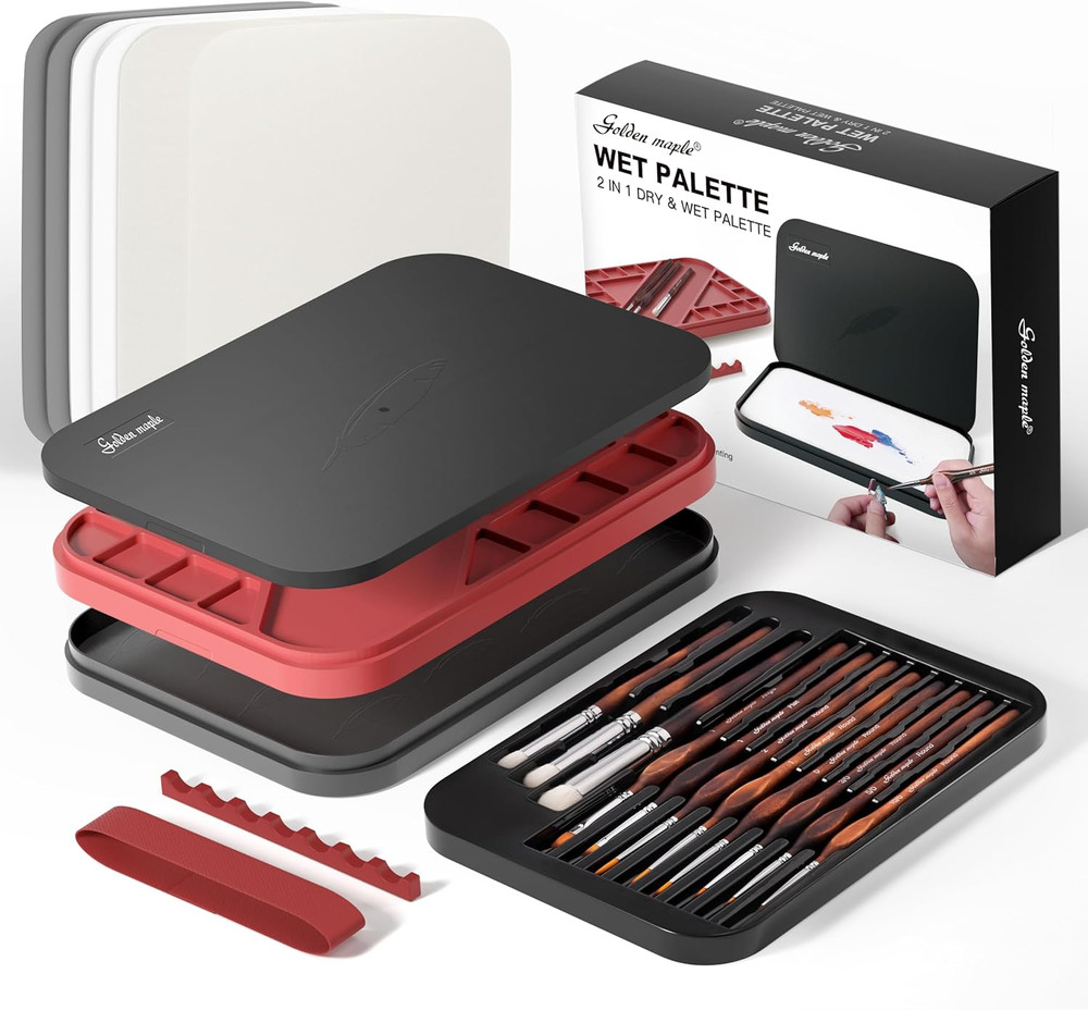 Wet Pallet for Painting Miniatures – 2 in 1 Dry and Wet Palette with Lid, Inclu