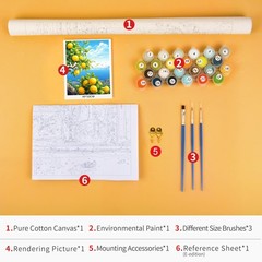 Lemon Tree Paint by Numbers Kit for Adults Beginner, Coastline Landscape Easy