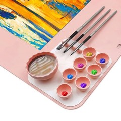 23.6×15.7 Inch Large Silicone Painting Craft Paint Mat Bowl Brush Holder Kids