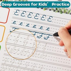 4 PCS Grooved Cursive Handwriting Workbook Kit Magic Reusable Ink Pens Kids