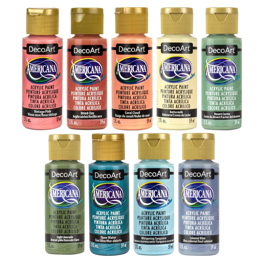 Americana Acrylic Paint Set – Boho Colors, 9 Bottles (2 fl oz) – Art and Craf…