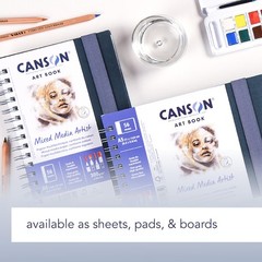 Canson Artist Series Mixed Media Book, Side Wire Bound, 7×10 inches, 40 Sheet…