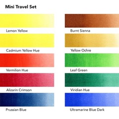 Daler-Rowney Mini Half Pan Travel Tin, 12 Piece Set, Colors May Vary
