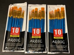 3pk Premium Assorted Artist Paint Brushes Set, 10pc Ea (30 Total) Aroic Premium