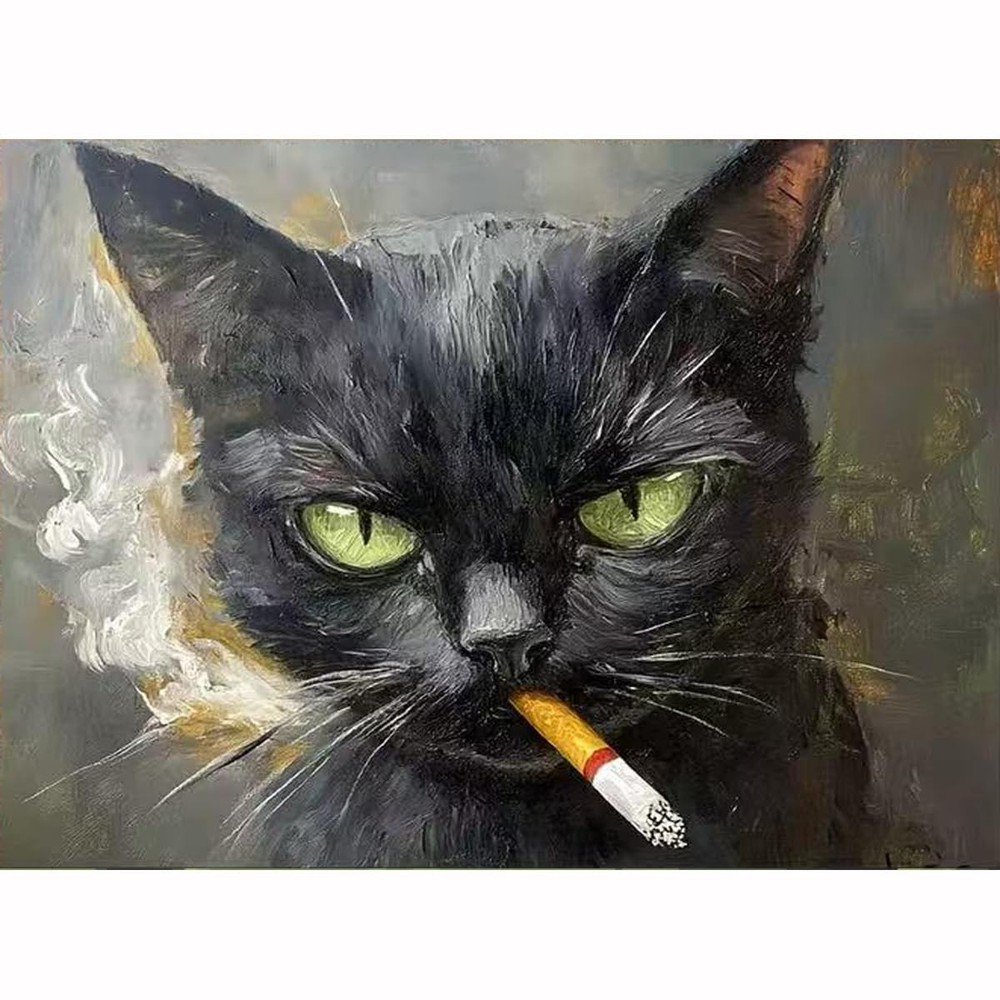 Cat Animal Paint by Numbers for Adults DIY 16×20 Inch Canvas Oil Painting 1K